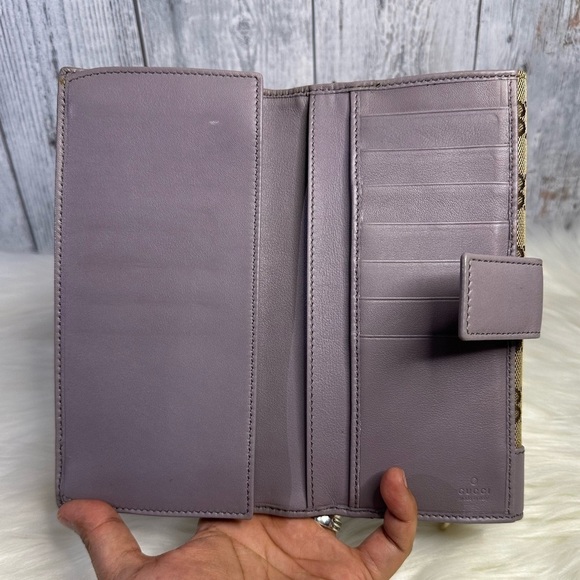 GUCCI gg horsebit canvass long wallet in lavender - Picture 9 of 15